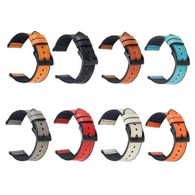 China High Quality Best Price Fluctuating 20mm Rubber Watch Band Silicone And Leather Strap Smart Watch Band for sale