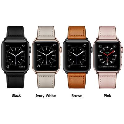 China Smart Genuine Leather Watchbands Leather Bands For Apple Watch Leather Strap 38mm 42mm Adapter for sale