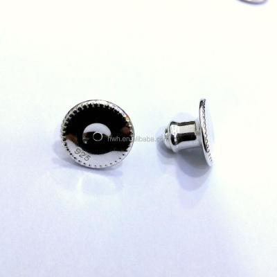 China 925 H2252-10mm style solid silver ear bullet back lock with silicon inside 6.3*4.8mm for sale