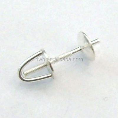 China 925 Sterling Silver H1371 Sterling Silver Earring Stud Screw Back&Post With 3mm Pearl Cap for sale