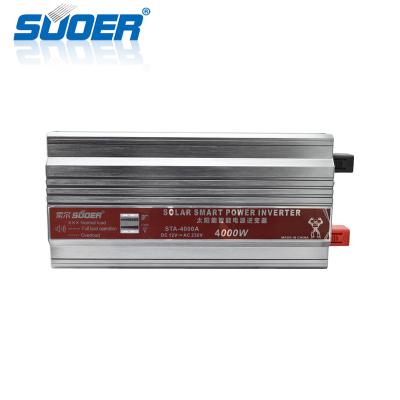 China Suoer 12 Volt DC Power Inverter 4000 Watt To AC Power Inverter With LED Screen Display 4kw 39.8*19.5*8.8CM for sale