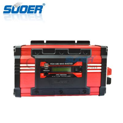 China Suoer High Frequency Inverter 1000W 12 Volt 220 Volt DC AC Pure Sine Wave Inverter 210*127*67mm for sale