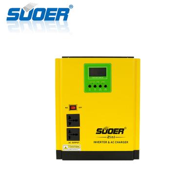 China 90% Suoer 24V 3000va 2 in 1 Pure Sine Wave Inverter LCD Display Inverter Hybrid Solar AC Charger Inverter for sale