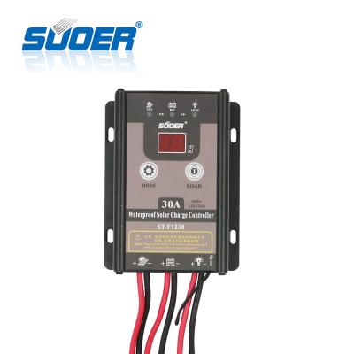 China Smart Waterproof Charger Controller Suoer 12V 24V 30A PWM Solar Panel Charge Controller for sale