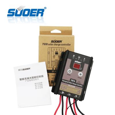 China Waterproof Charger Controller Suoer 12V 24V 30A PWM Solar Panel Solar Charge Controller for sale