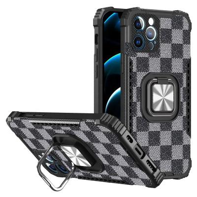 China Square Shockproof Leather Luxury Pattern Kickstand TPU Case Street Fashion Shockproof Mobile Phone Cover For Cell Phone for sale