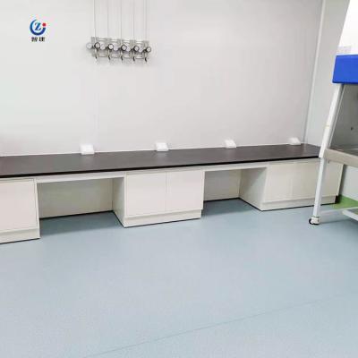 China Space saving Modern Wall mounted Functional Steel Lab Wall Bench w/ Epoxy Resin Table Top for sale