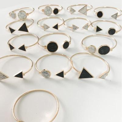 China High quality new Korean fashion marbled lady's multi-color open round triangle geometric bangle bracelet for sale