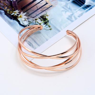 China High quality metal jewelry personalized hollow wide open bracelet woman cross bracelet for sale