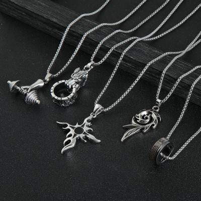 China Small pendant trend of retro long style punk style cross male-female couples necklace alloy flame for sale