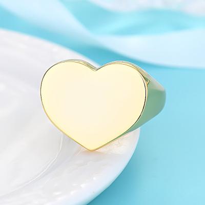 China High quality generous gold-plated wide face heart-shaped thick ring open ring women love adjustable ring for sale