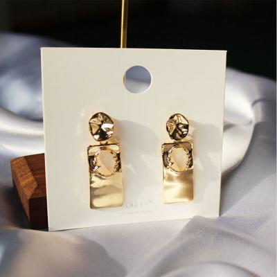 China Women Jewelry High Quality Gold Plated Alloy Earrings Vintage Personalized Style Square Shaped Drop Earrings for sale