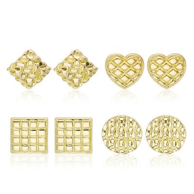 China Metal Alloy Stud Earrings Personality Women High Quality Geometric Gold Plated Retro Jewelry Earrings for sale