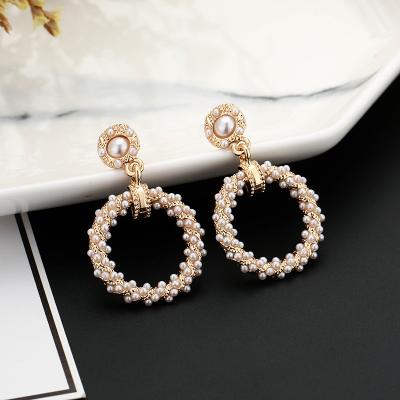 China High Quality Creative Design Women Bead Simple Geometric Round Dangle Earrings For Gift for sale