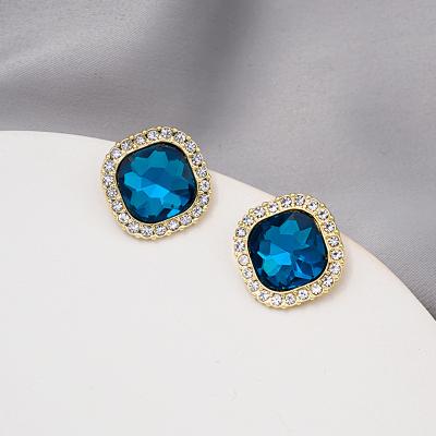 China Wedding Diamond Earrings from Crystal Square Geometric Stud Earrings High Quality Korean Style Retro for sale