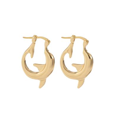 China Shiny and Smooth Trendy High Quality Style Fashion Circle Huggie Metal Dolphin Stud Earrings for Women for sale