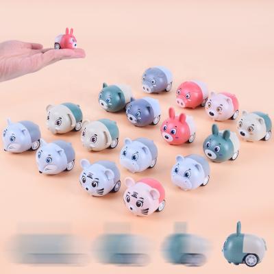 China Wheel Cars Pull Back Plastic Mini Cartoon Pull Back Capsule Toy Vehicle Friction Power Car for sale