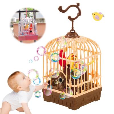 China Safe Plastic Toys Cartoon Fully Automatic Summer Use Bubble Toy Birdcage Bubble Blowing Machine For Kids for sale