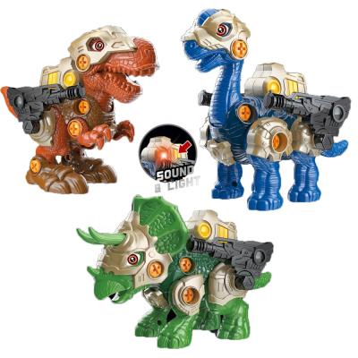 China Assemble 2021 New Screwdriver Manual Toy With Lights And Healthy Diy Disassemble Assembly Dinosaur Toy for sale