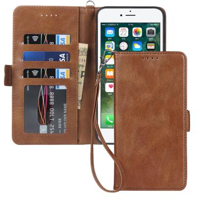 China Shockproof Double Button Flip Middle Fold Vintage PU Wallet Leather Case For iPhone 6 for sale