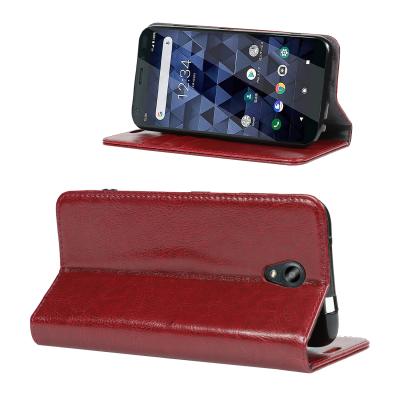 China Crazy Horse Shockproof Genuine Leather Card Slots Flip Wallet Case With Stand For Kyocera 901KC BX for sale