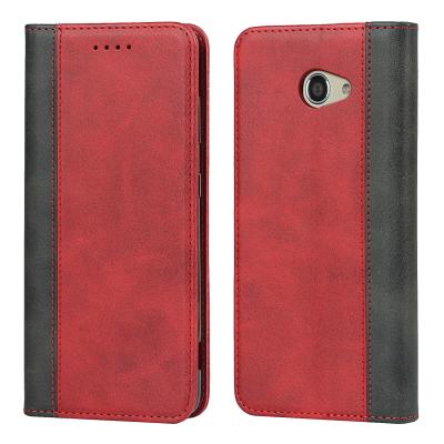 China Color Matching PU Shockproof Flip Wallet Case For Kyocera BASIO 4 Cowhide Pattern With Stand Card Slots for sale