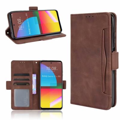 China Multi Card Slot Cattle Bar Leather Case For HTC Desire 21 Pro 5G 100% Perfect Fit for sale