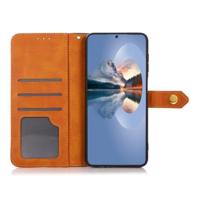 China Gold Button Two Color Cattle Pattern Leather Shockproof PU Flip Wallet Case For SONY XPERIA 1 III for sale