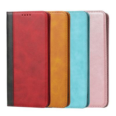 China Shockproof Color Matching PU VELVET L-52A Flip Wallet Case For Cowhide Pattern With Holder Card Slots for sale