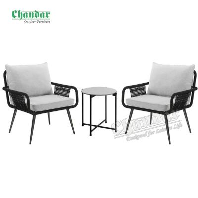 China 2021 New Weather Outdoor Furniture Design Patio Rope Metal Restaurant Dining Chairs Outdoor Lawn Chairs for sale