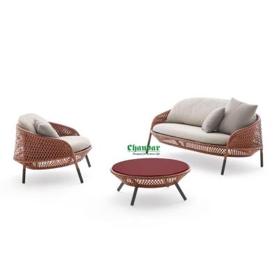 China EUROPEAN Outdoor Rope Furniture Garden Weaving Aluminum Sofa for sale