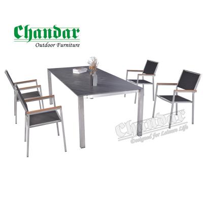 China Outdoor Weather Furniture Patio Dining Furniture Modern Leisure Waterproof Garden Table And Pitch Outdoor Chairs for sale