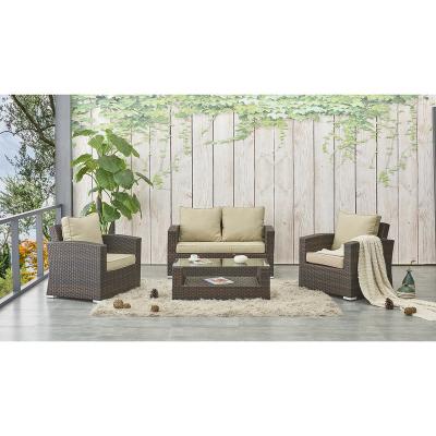 China Modern Design Cheap Aluminum And Wicker Furniture Outdoor Garden Balcony Patio Table And Sofa Set for sale