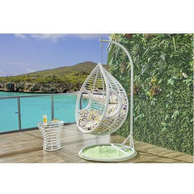 China Wholesale Modern Modern Outdoor PE Rattan Steel Swing Eggs Garden Leisure Hanging Basket Chair With Cushion for sale