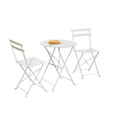 China Balcony set foldable white round table and chair set for sale