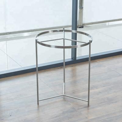 China Hot Selling Easy To Clean Stainless Steel Frame Side Glass Top Round Table for sale