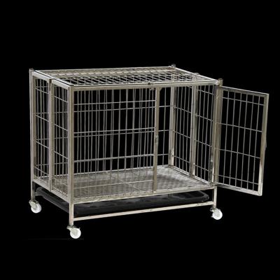 China Indoor and Outdoor Fold Stocked 24 Inch Square Pet Cage Stainless Steel Tube Dog Cages High Quality for sale