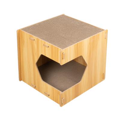 China Sustainable Cat Scratching Board Cat One Litter Wear Resistant Corrugated Paper Cat House Plate for sale