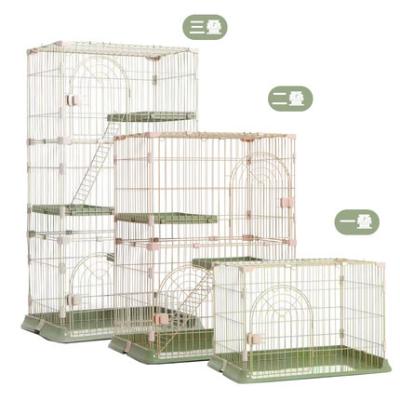 China Viable Fine Quality Stainless Steel Wire Wire PP Plastic Cat Cages With Indoor Pet Cage 84*60*161 for sale