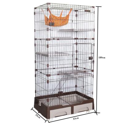 China Factory Price Direct Stocked Pet Crate 3 Tier Bargain Large Cat Cage Playpen Metal Wire Cat Home Cages With Drawer For Pet House for sale