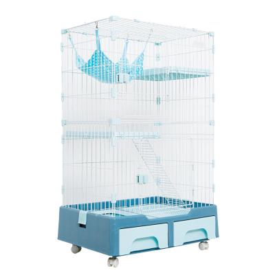 China Factory Price Pet Crate 3 Stocked Breeding Tier Large Cat Cage Playpen Metal Wire Cat Home Cages With Drawer For Pet Shops for sale