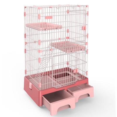 China Factory Stocked Cat Cage Indoor Direct Foldable Cat House Multi-Layer With Storage Box Cat Villa Multi-Function Trash Can for sale