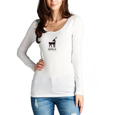 China Solid Color Women's Long Sleeve Graphic T Shirts , Cool T Shirts For Women Machine Washable for sale