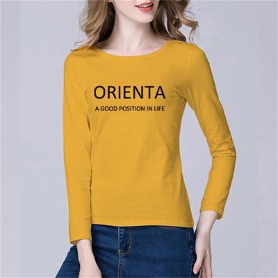 China Long Sleeve Womens Printed T Shirts Comfortable Touch Feeling Casual Wear for sale