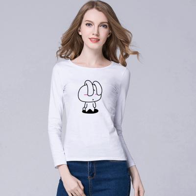 China O Neck Design Women's Funny Graphic Tees Advanced Computer Knitting Technics for sale