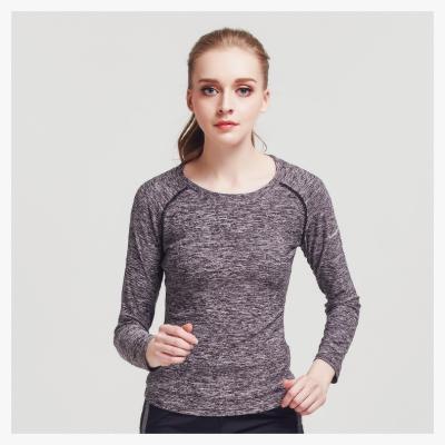 China Fashion Appearance Womens Long Sleeve Sports Top 85% Polyester / 15% Spandex Material for sale