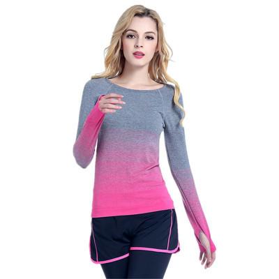 China Cool Comfort Women'S Long Sleeve Active Shirts , Ladies Long Sleeve Running Top Computer Knitting for sale