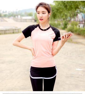 China Casual Style Womens Short Sleeve Sports Top 85% Polyester / 15% Spandex Material for sale