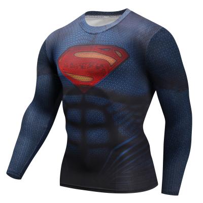 China Superman 3D Printed Mens Long Sleeve Sports Top Quick Delivery 2 - 4 Days for sale