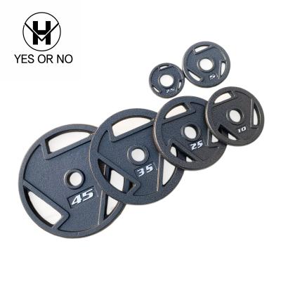 China Durable Standard Cast Iron Barbell Wholesale Black Bodybuilding Weight Paint Plates for sale